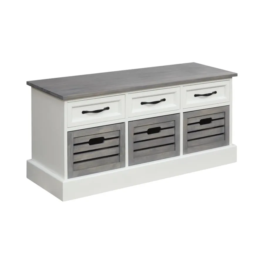3-drawer Storage Bench White and Weathered Grey
