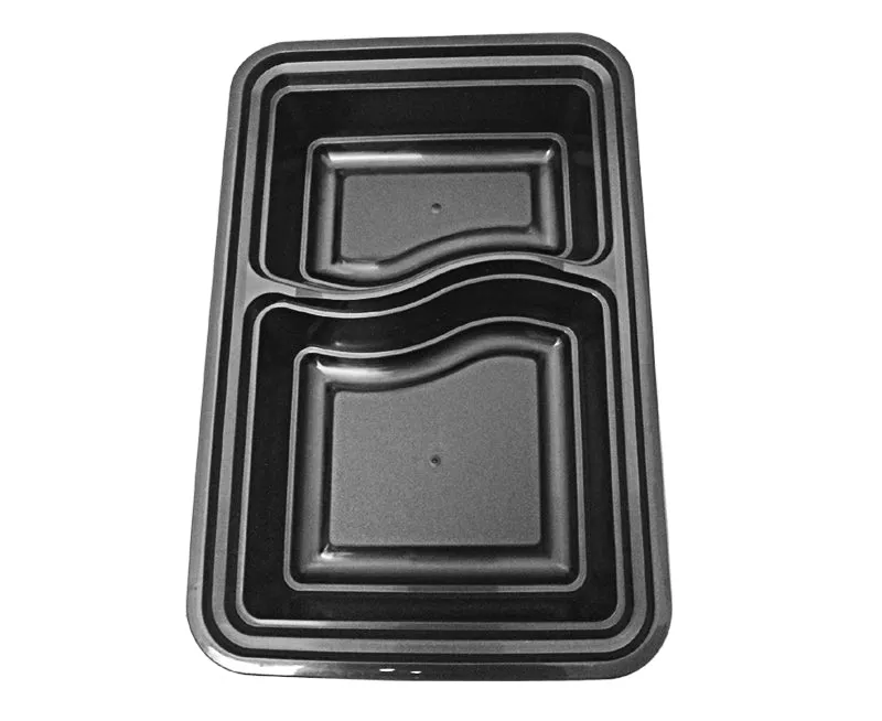32 oz. Rectangular 2-Compartment Black Container w/Lid Combo 150/CS