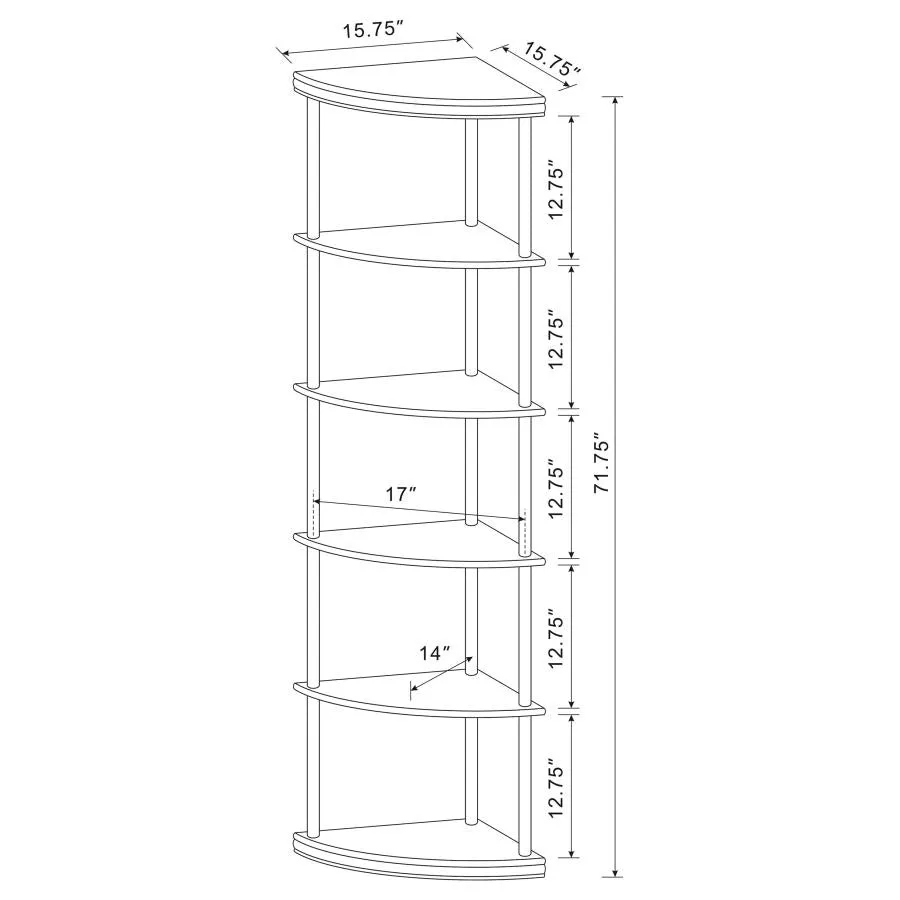 5-shelf Corner Bookshelf Cappuccino