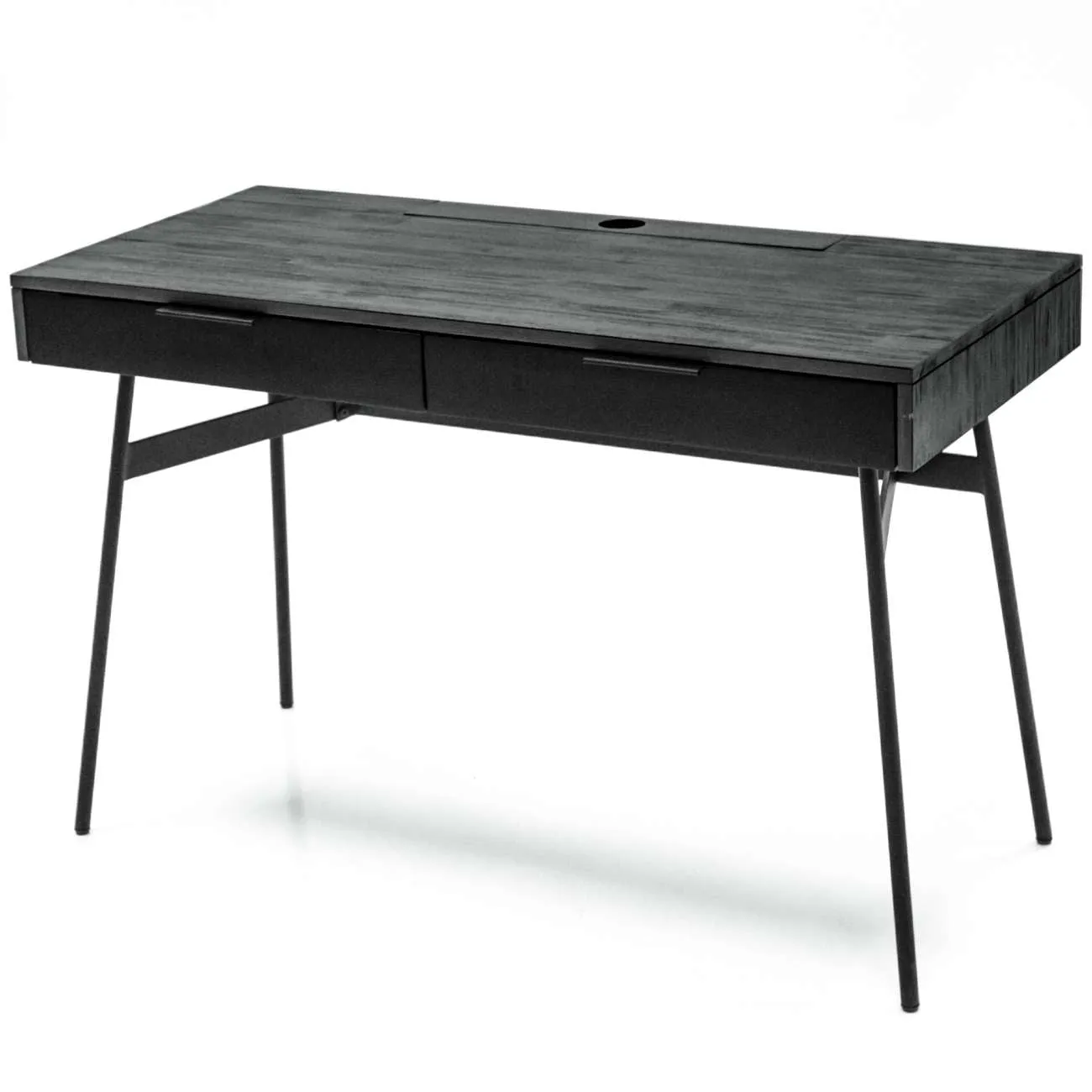 Bronx Black Acacia Desk with Two Drawers