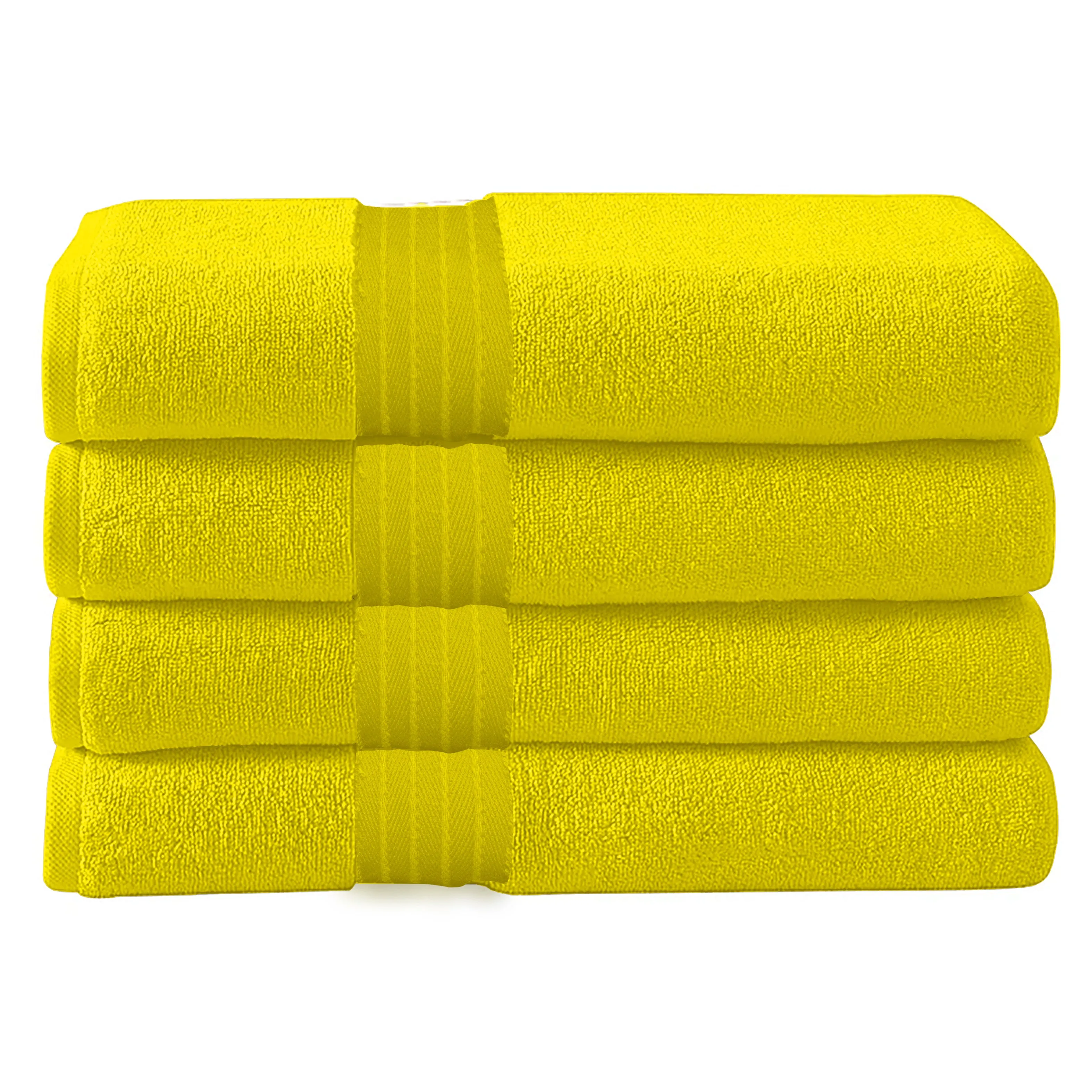 Cotton Bath Towel 70x140 CM 4 Piece Set, Yellow