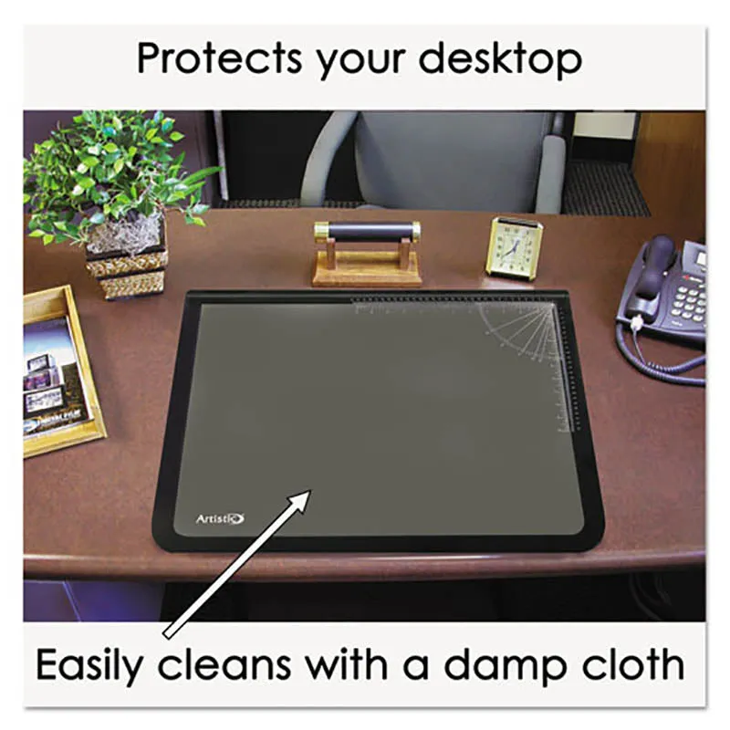 Desk Pad w/ Clear Overlay, Black