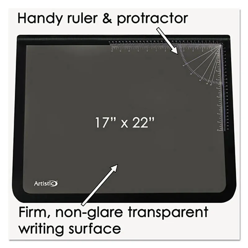 Desk Pad w/ Clear Overlay, Black