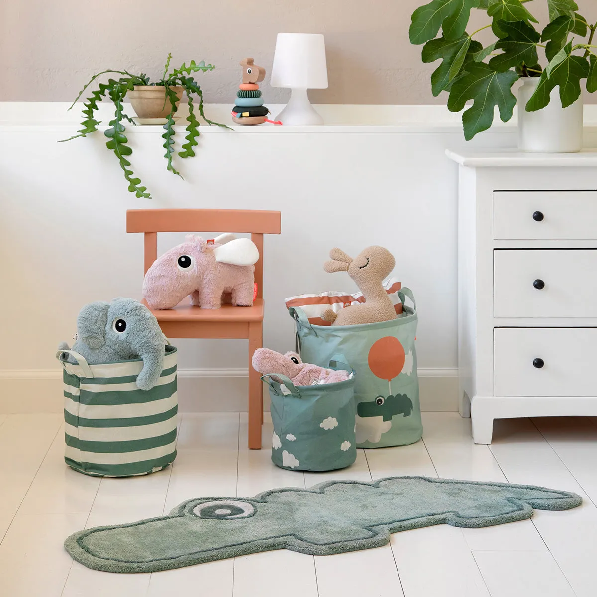 Done by Deer, 3pc Storage Set, Happy Clouds Green