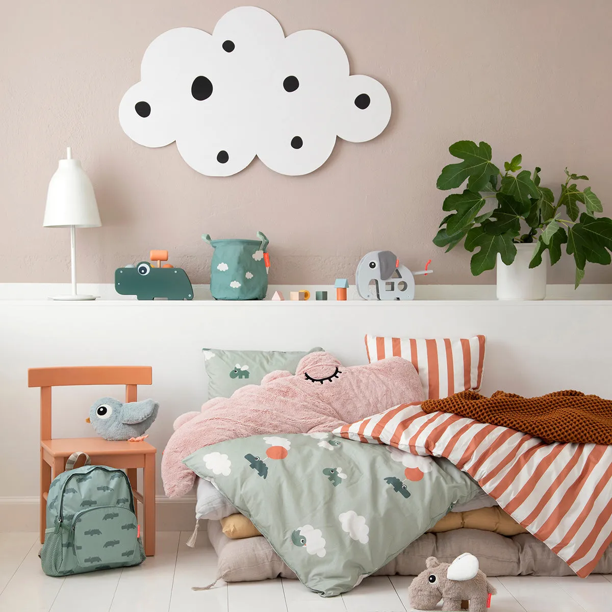 Done by Deer, 3pc Storage Set, Happy Clouds Green