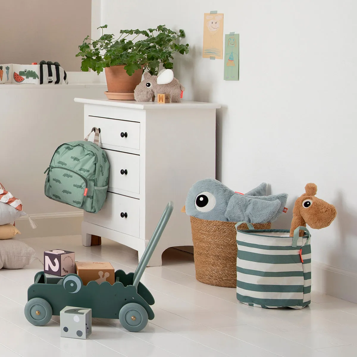 Done by Deer, 3pc Storage Set, Happy Clouds Green