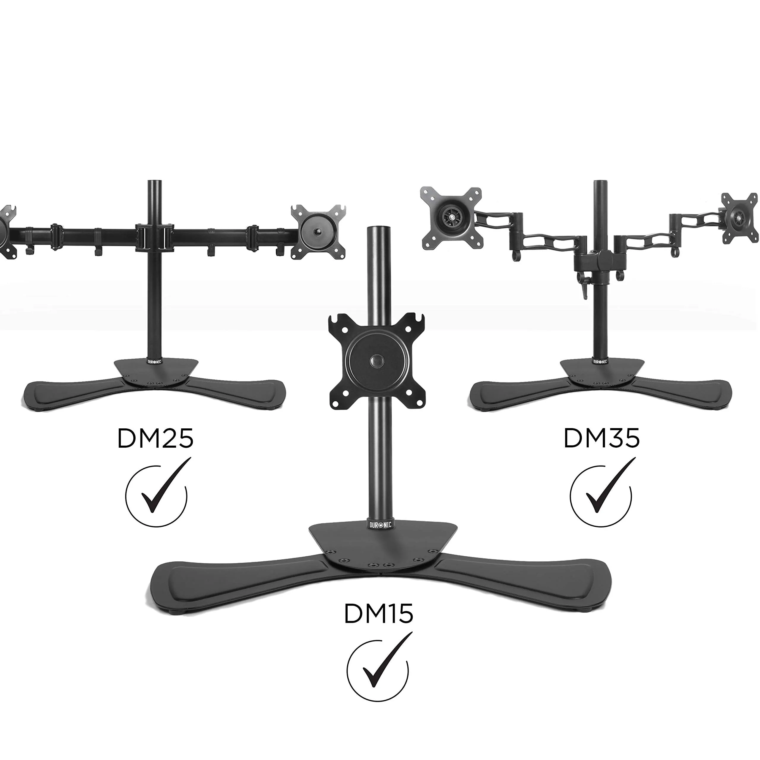 Duronic DM75 Stand for Pole | Attaches to Duronic DM15 DM25 DM35 DM453 Poles | Flat Freestanding Monitor Base for Desk | Heavy Duty Steel | Alternative Installation Solution to Clamp or Grommet Fixing