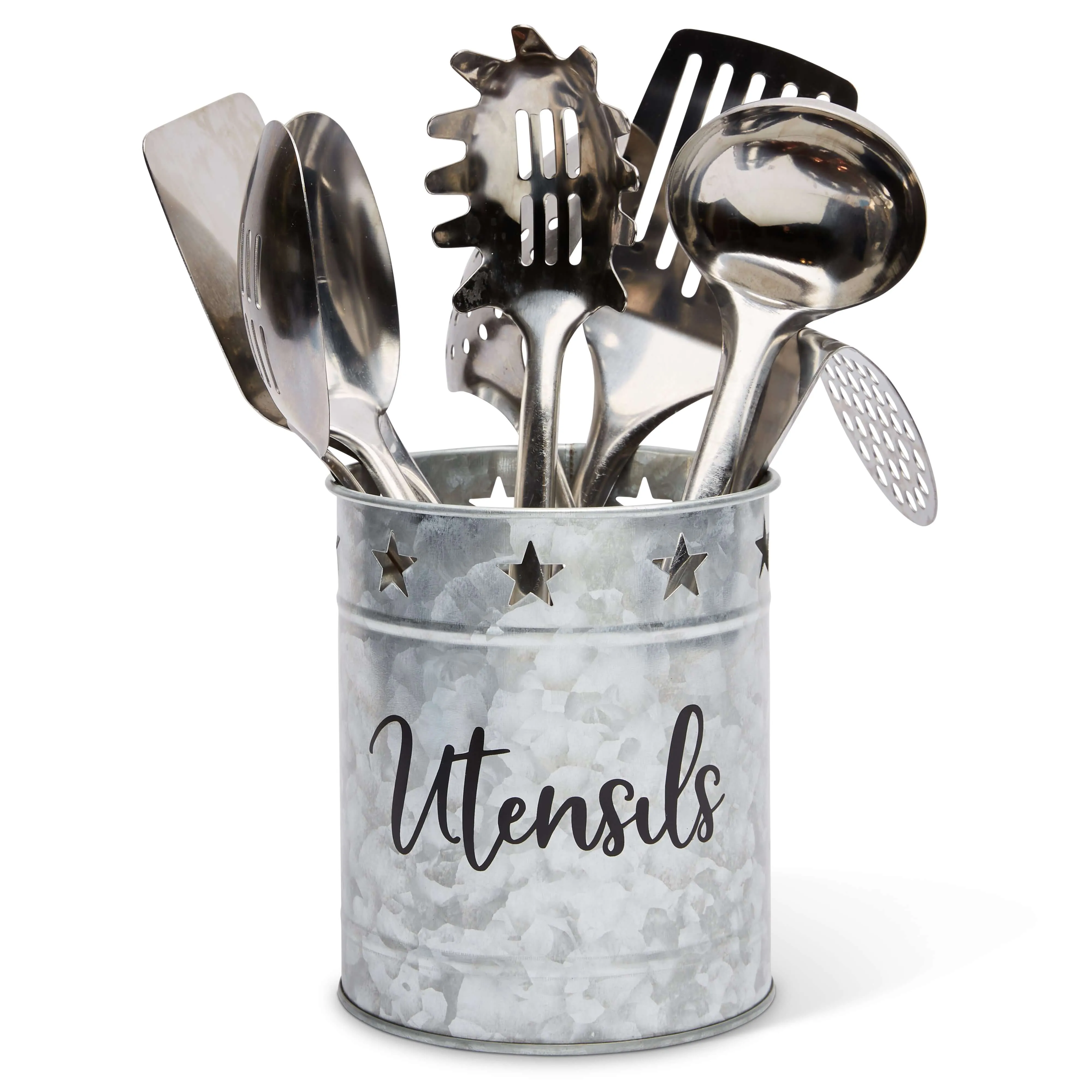 Galvanized Metal Utensil Holder
