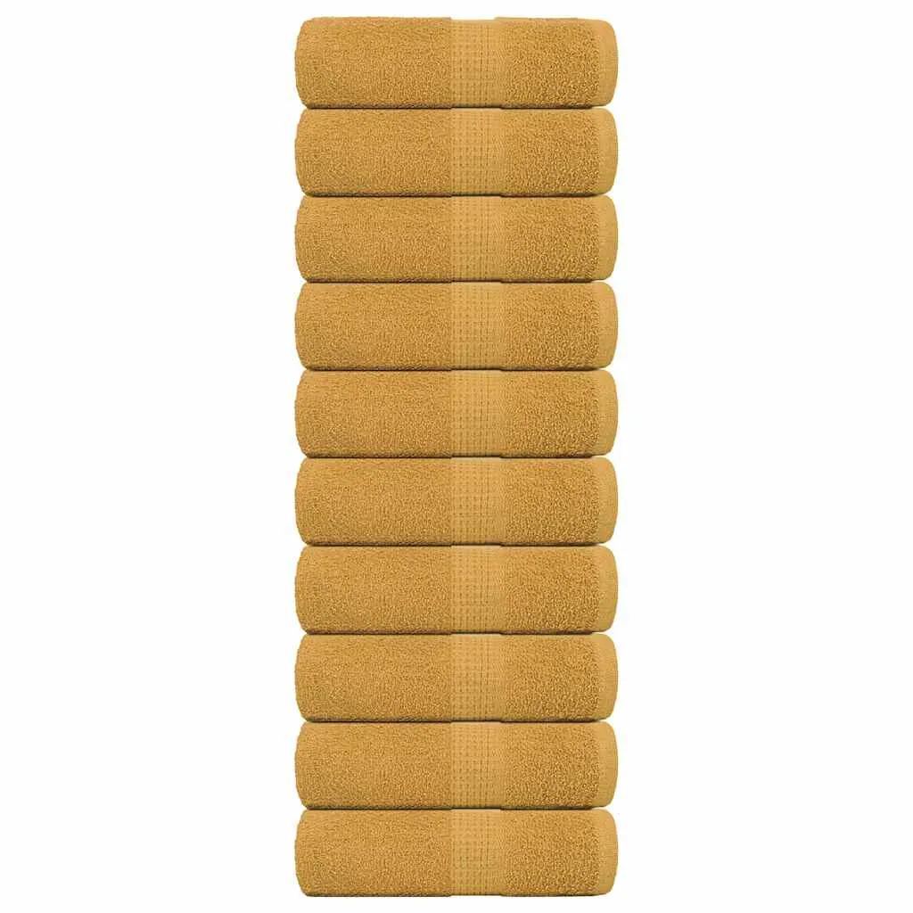 Guest Towels 10 pcs Gold 30x50 cm 360 gsm 100% Cotton