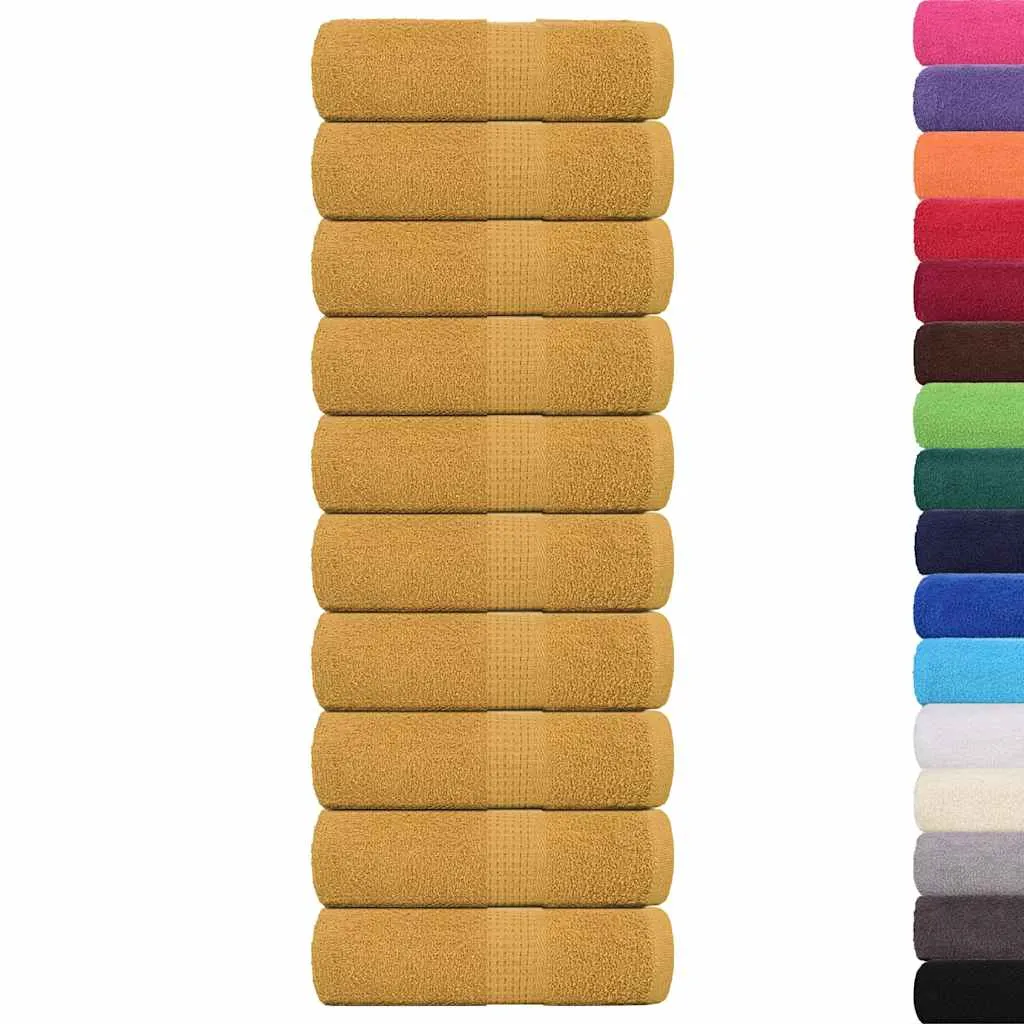Guest Towels 10 pcs Gold 30x50 cm 360 gsm 100% Cotton