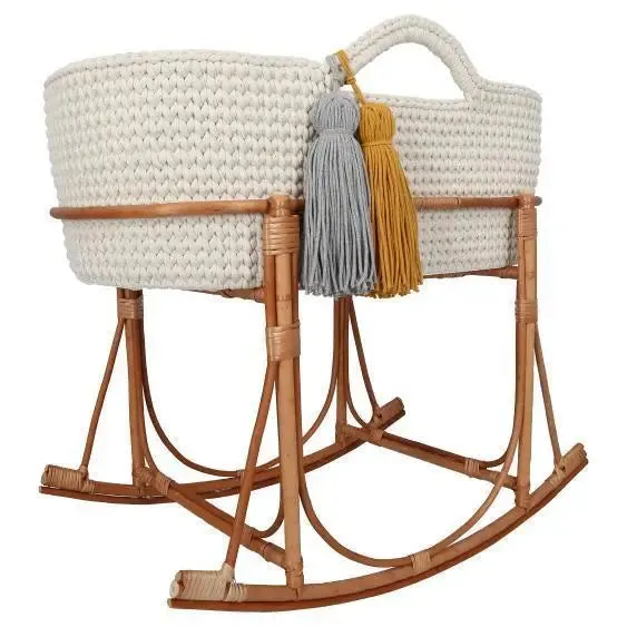 Handmade Crochet Moses Basket - Cream