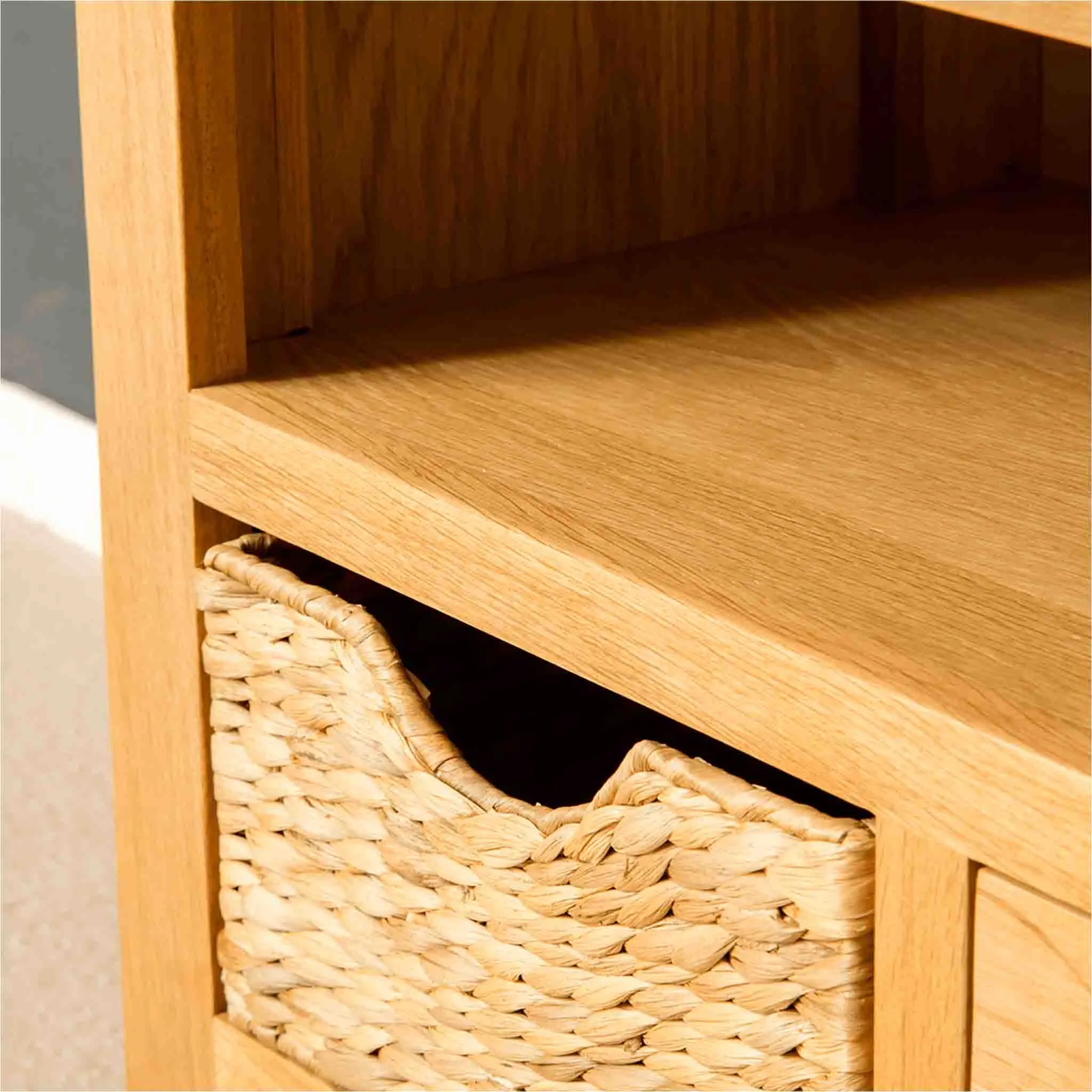 London Oak 110cm TV Stand with Baskets