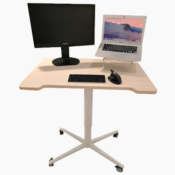 Mobile Single Pole Pneumatic Adjustable Desk