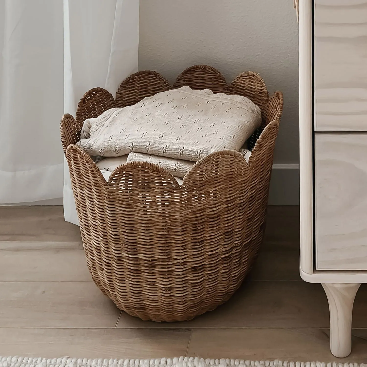 Olli Ella Rattan Tulip Basket - Natural