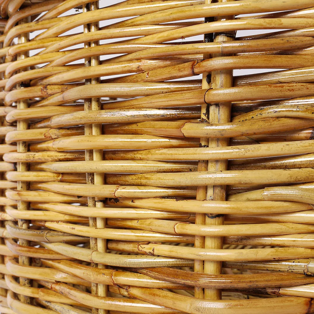 Oval Natural Rattan Dog Basket & Reversible Mattress Set