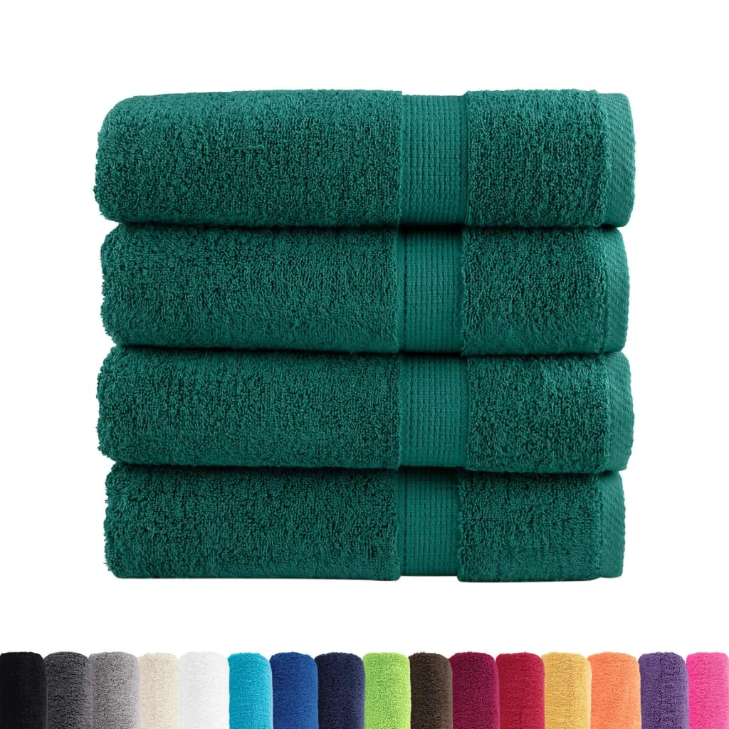 Premium Hand Towels 4 pcs Green 50x100 cm 600 gsm 100% Cotton