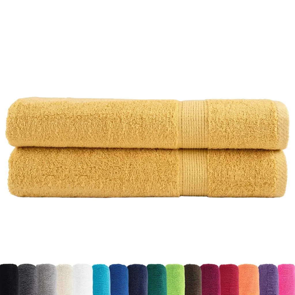 Premium Sauna Towels 2pcs Gold 80x200cm 600gsm 100% Cotton