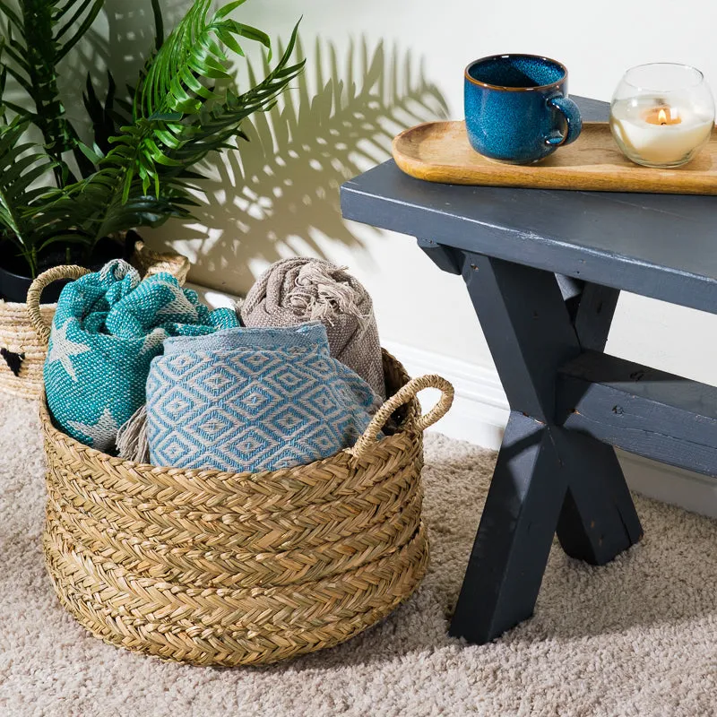 Round Seagrass Basket with Loop Handle