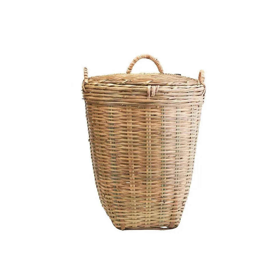 Set of Two Bamboo Lidded Laundry Baskets