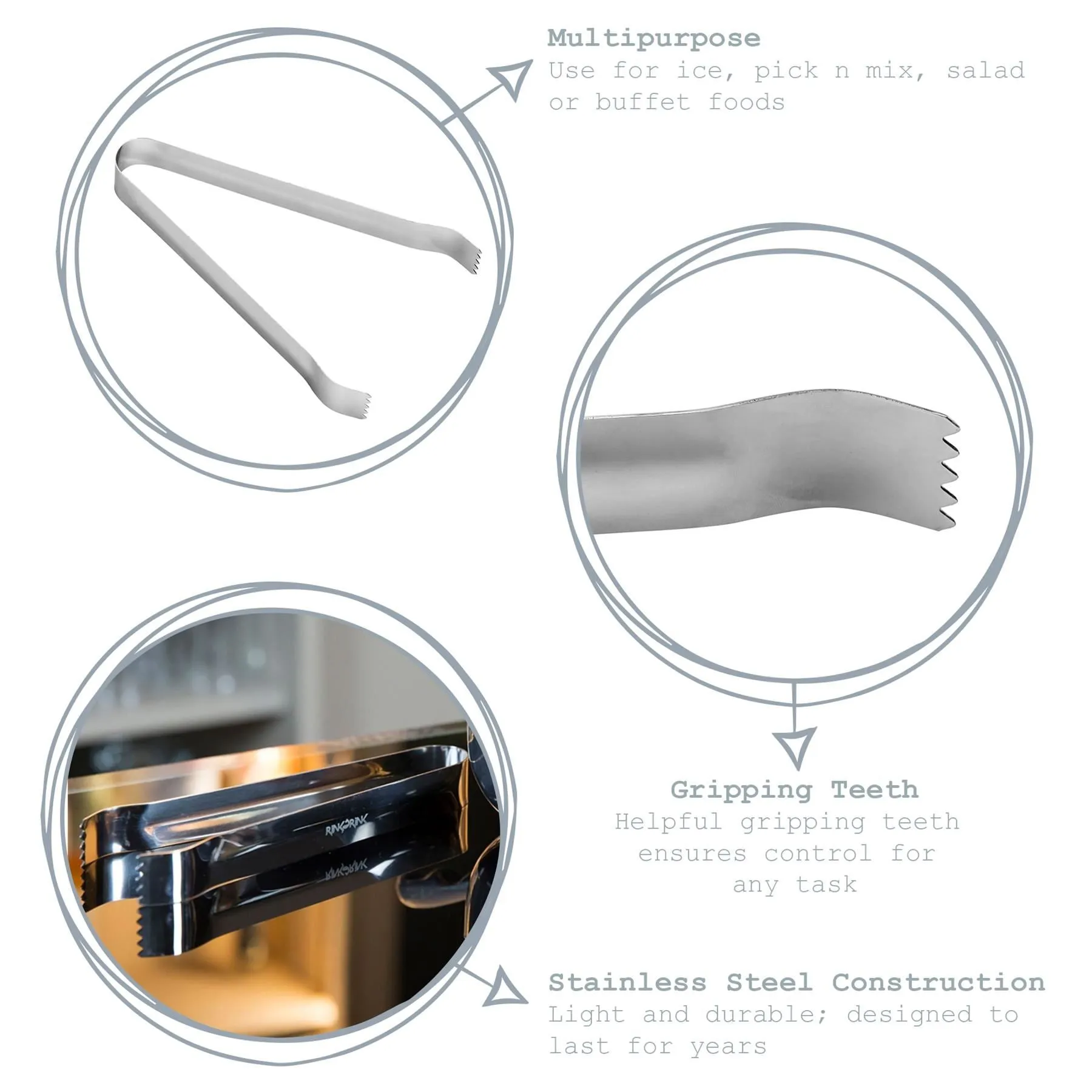 Stainless Steel Ice Tongs - By Rink Drink