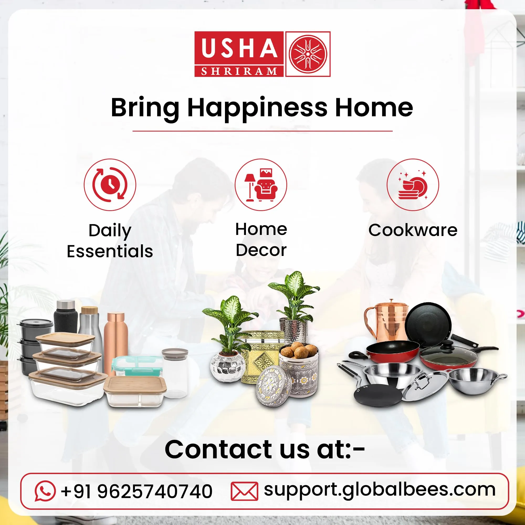 USHA SHRIRAM Borosilicate Food Storage Container With Airtight Lid (1L)|Fridge Side Door Organiser Box| Vegetable Organiser For Fridge| Kitchen Organiser Items & Storage Boxes | Idli Batter Container