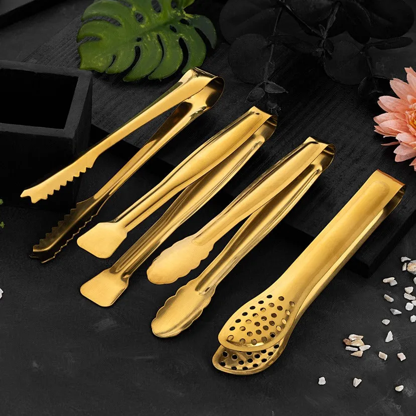 WALFOS 6-pieces Golden Multipurpose Tongs