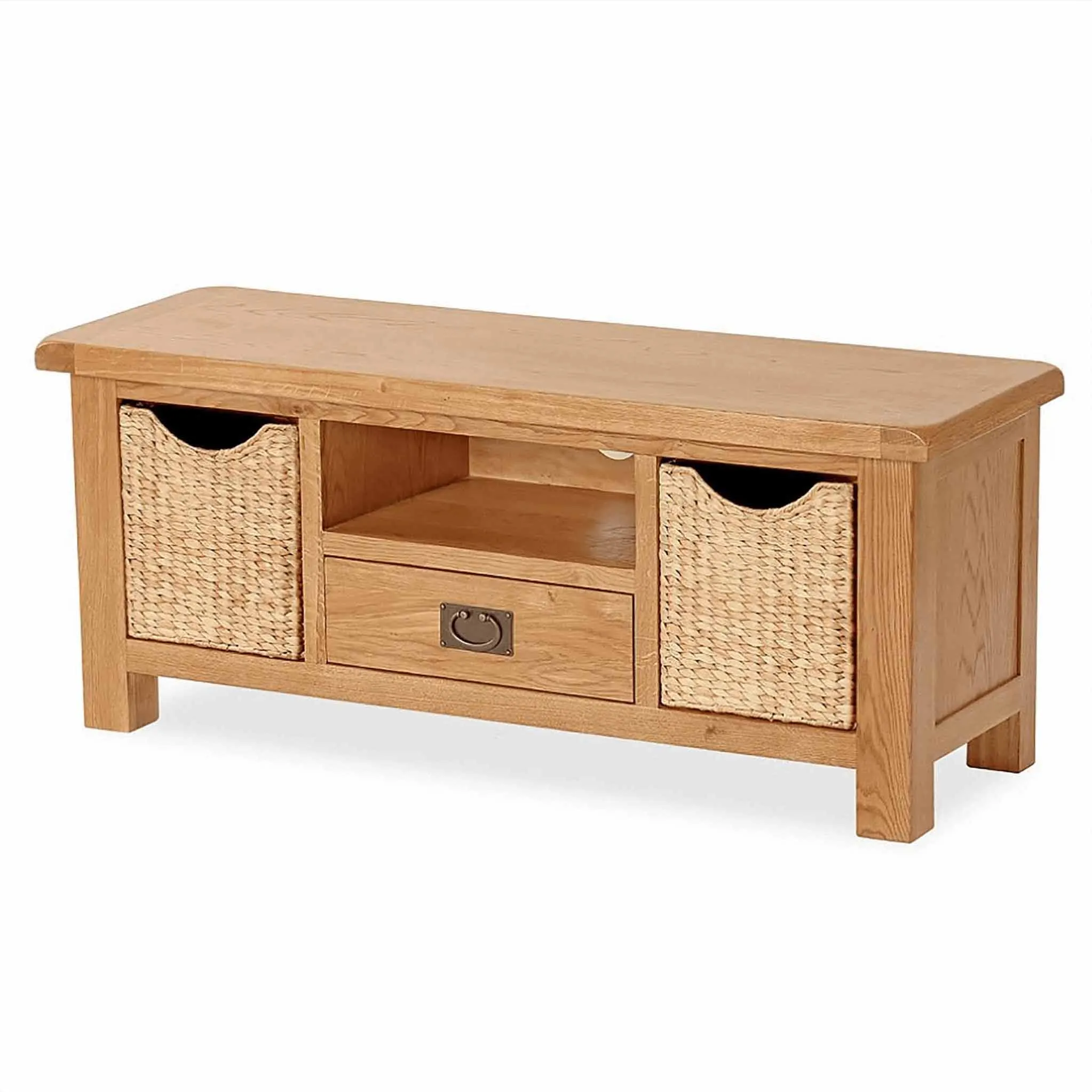 Zelah Oak 120cm TV Stand with Baskets